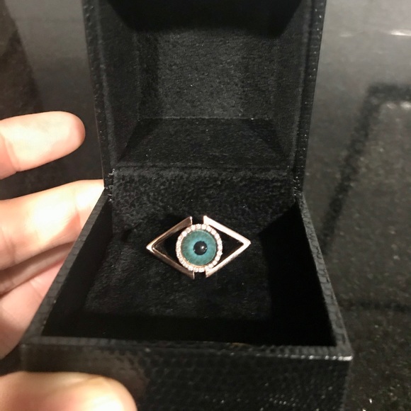 Evil eye ring from santorini Greece. Gold plated - Picture 2 of 4